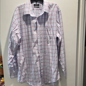 Men's White and Red Checkered Shirt
